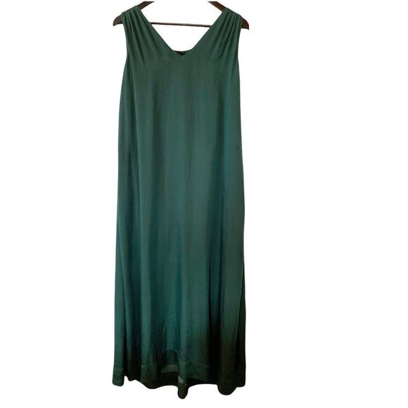 Carolina Belle Montreal Green Empire Waist Flowy Lined Sleeveless Maxi Dress - Picture 2 of 12